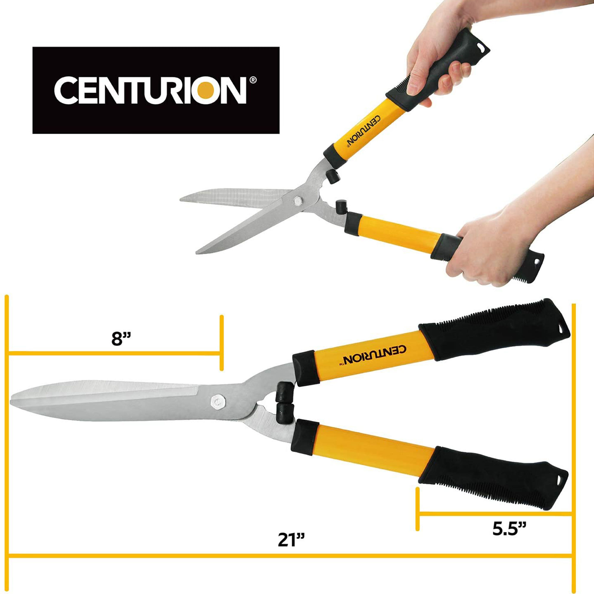 CENTURION 511 8 Inch Precision Steel Blades Hedge Shears w/ Non-Slip Grips - image 4 of 8
