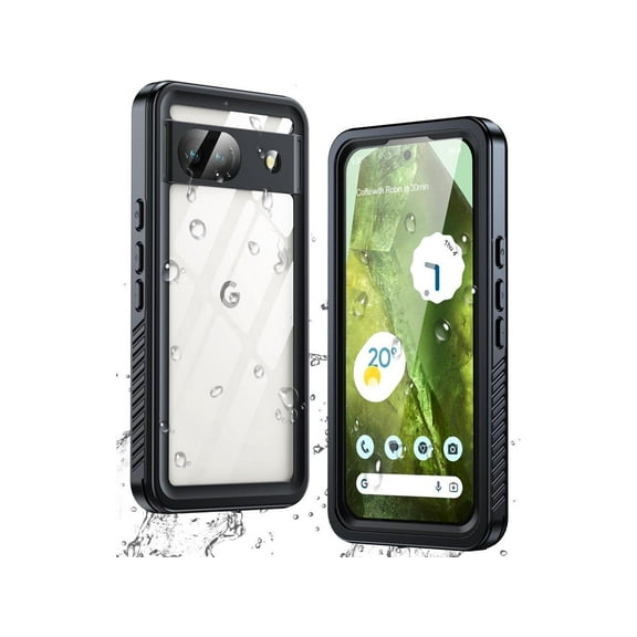 for Google Pixel 8A Case, Pixel 8A Case Waterproof with Built-in Screen Protector, Full Body Sealed, Heavy Duty Shockproof Dustproof Snowproof Clear Phone Case for Pixel 8A - Black