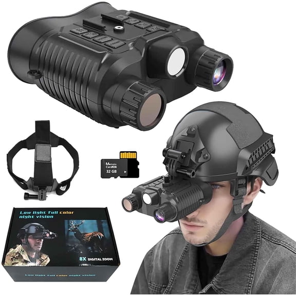 Night Vision Goggles Head Mounted, 1312FT Night Vision Binoculars, 4K HD NVG Goggles Military Tactical for Helmet, 8X Digital Zoom, with 32GB Memory Card