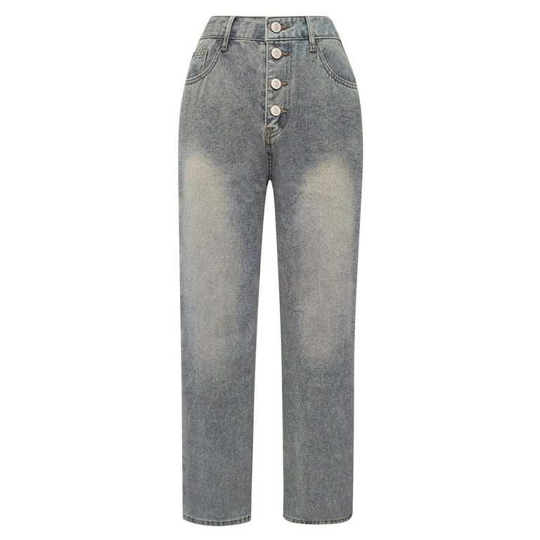 BiZtdJrK Jeans for Women Roll Up Hem Straight Leg Casual Pants