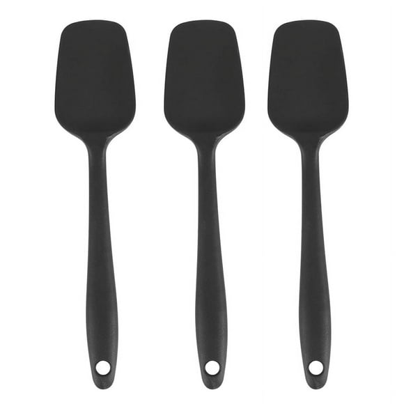 3 Pcs Silicone Spatula Black High Temperature Rubber Spatula Cooking and Baking Kitchen Spatula