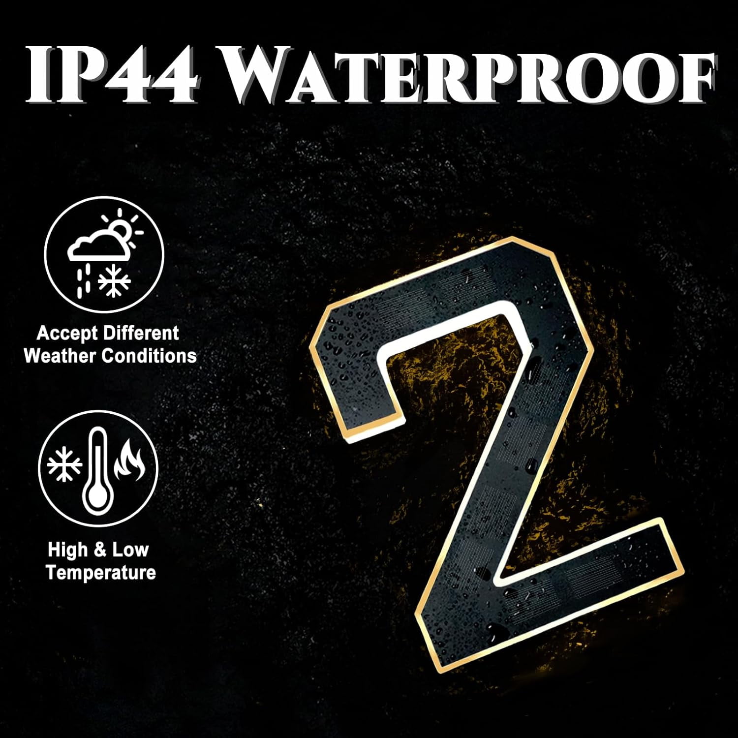 9 Inch Solar Lighted House Number, Waterproof Backlit LED Address Sign for Outside, Modern Illuminated Number for Home Garage