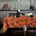 thumbnail image 5 of LUSHVIDA Halloween Tablecloth- Rectangle 60x84 inch Orange Spider Web Pattern Wrinkle Resistant Tablecloths for Halloween Decoration, 5 of 7