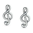 thumbnail image 5 of Bling Jewelry Womens Set of 2 Tiny Music G Treble Clef Eight Note Stud Earrings Sterling Silver, 5 of 5