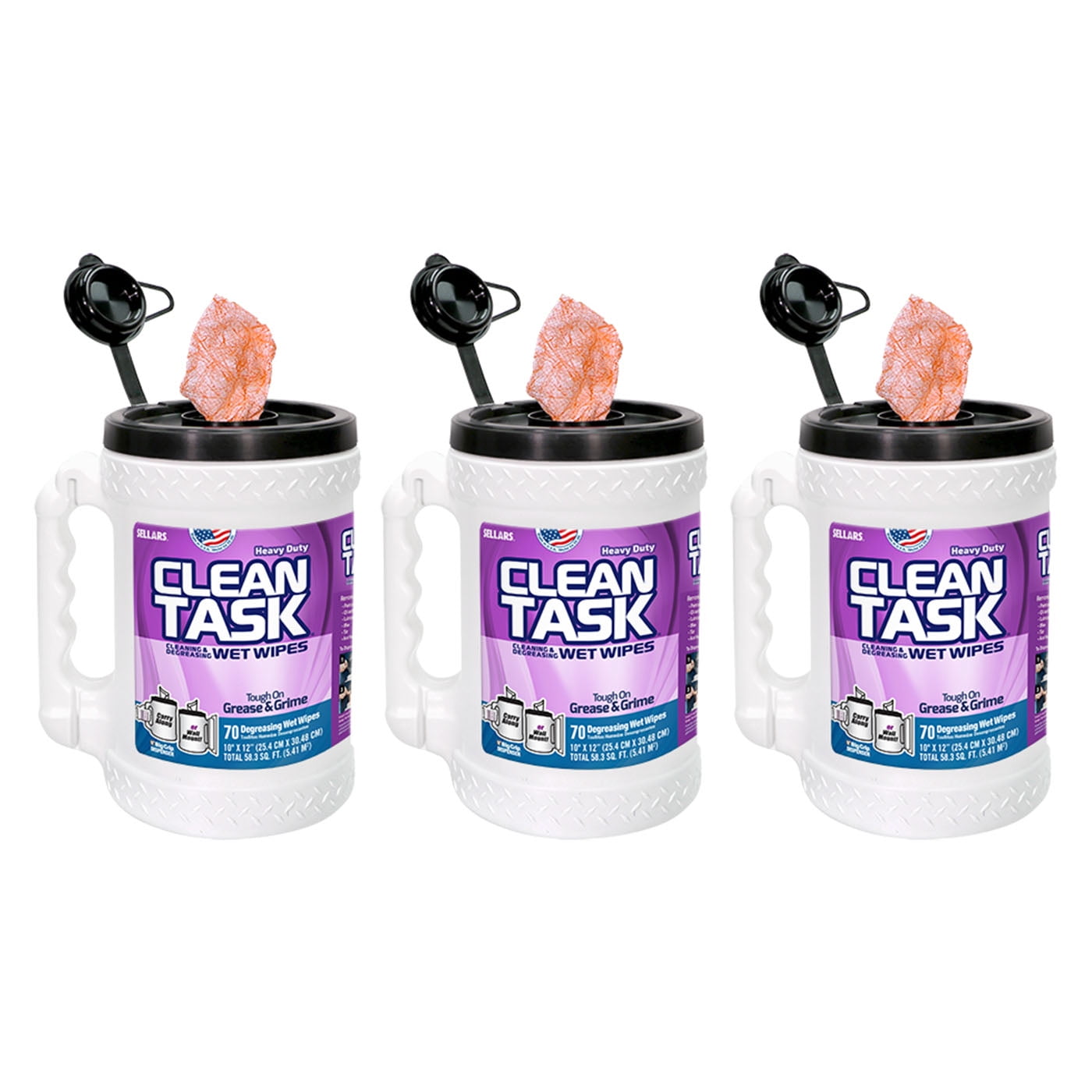 3 Pack Clean Task Cleaning & Degreasing Wet Wipe Dispenser 2 Count