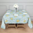 thumbnail image 3 of 60x60in(152x152cm) Square Tablecloth, Waterproof Polyester Table Cover, Wrinkle Resistant & Washable Fabric for Dining, Kitchen, Picnic, Daisy Flowers Print, 3 of 6