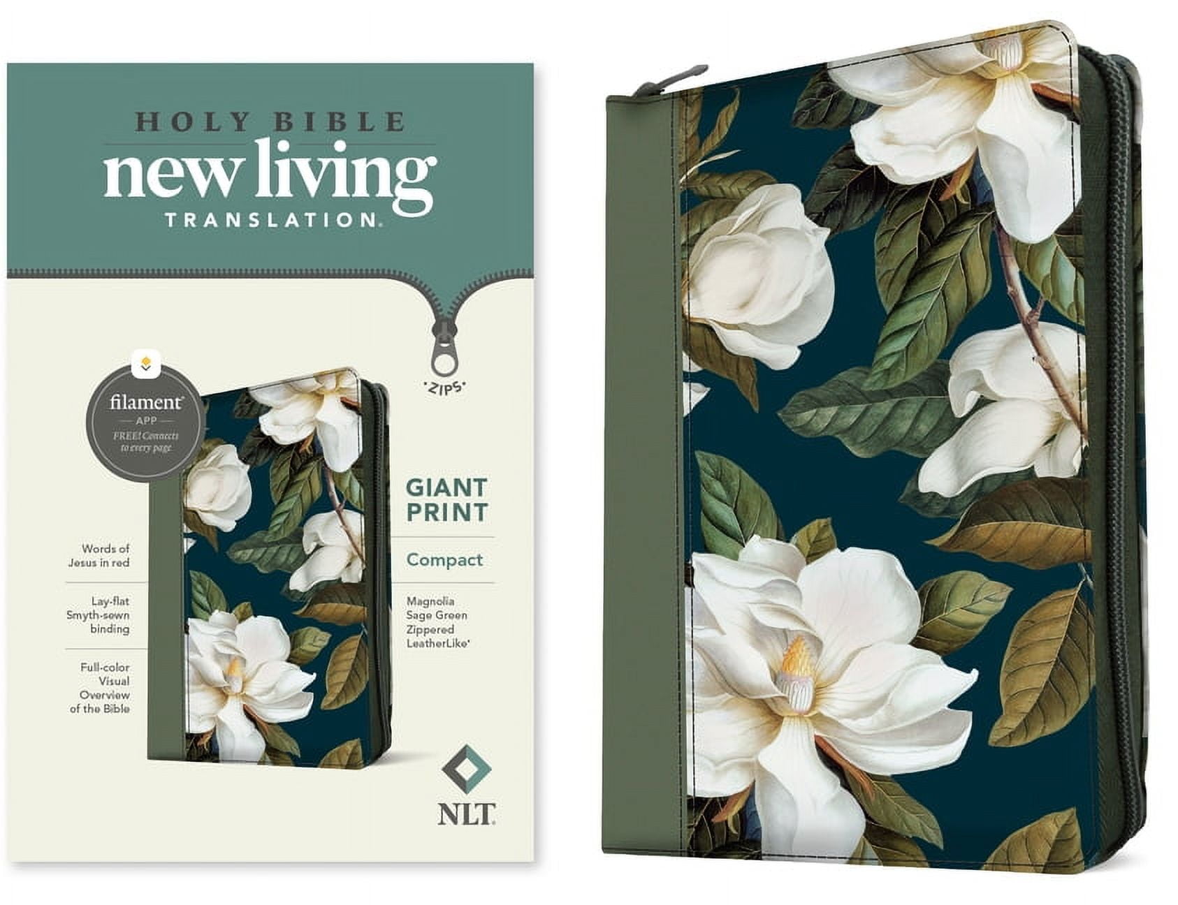 NLT Compact Zipper Bible, Filament Enabled (Cloth, Floral Garden
