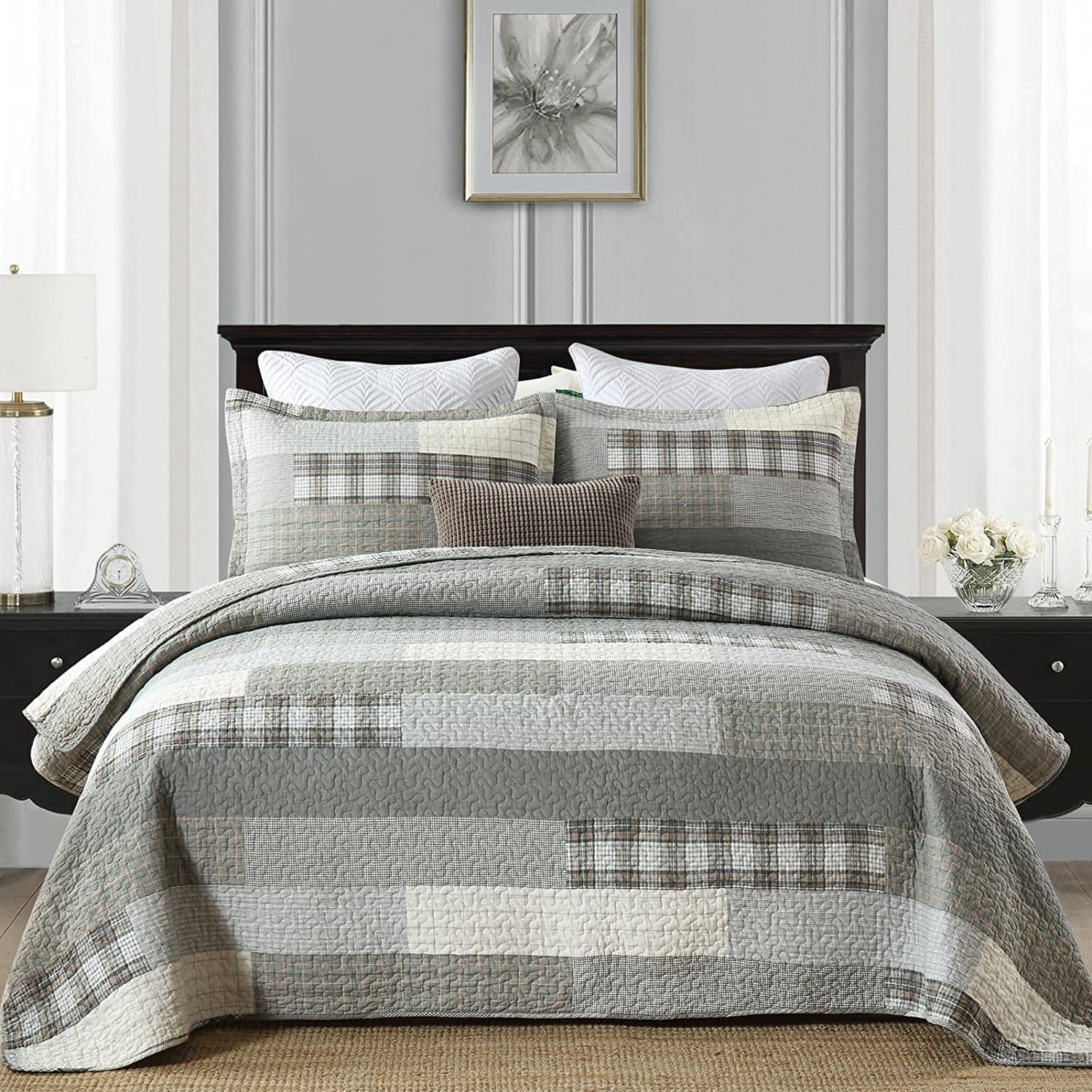 FIGOHR Queen Size Quilt Sets 100 Cotton Queen Size Quilt 3 Piece Queen