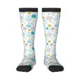 thumbnail image 1 of Xecao Gold Stars Blue Dots Pattern Pattern Adult Stockings with Color-Block Design and 3D Print, Breathable Comfortable Hosiery for Daily Wear and Sports, 1 of 6