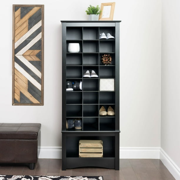 Prepac 24 Pair Shoe Storage Rack With Bottom Shelf Black Com Prepac 24 Pair Shoe Storage Rack With, 24 Pair Shoe Storage Cubby Bench