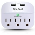 thumbnail image 1 of 3-Outlet Surge Protector, Multi Plug Outlet Extender Power Strip with 2 USB Wall Charger(Smart 2.4A), 490 Joules, ETL Listed, Outlet Adapter for Home, School, Office, 1 of 4