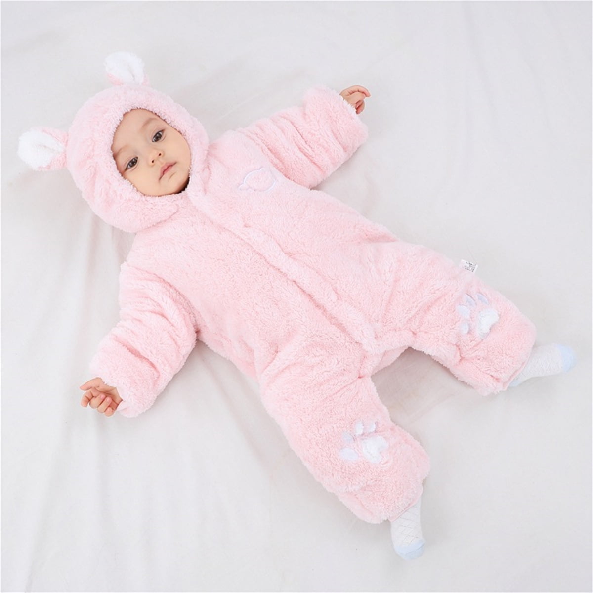 Baby Snowsuit Infant Winter Fleece Snowsuit Romper Baby Bear Outfit