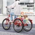 thumbnail image 4 of VEVOR Triciclo plegable para adultos, 26 pulgadas, 7 velocidades, bicicleta de crucero de 3 ruedas de acero al carbono con canasta y asiento ajustable, triciclos plegables para ir de compras, picnic,, 4 of 9
