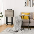 thumbnail image 2 of HOOBRO Industrial Set of 4 Folding TV Tray Tables with Storage Rack, Gray, 2 of 6