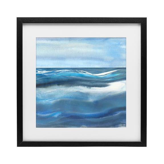 Stupell Industries Contemporary Calm Expanse of Ocean Waves Black Framed Print Under Glass, 13 x 13, by Susan Jill