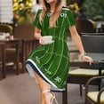 thumbnail image 3 of Fotbe Robe Motif Terrain de Football Américain Décontractée Mode Femme Manches Courtes Robe Maxi Robe T-Shirt Rayée Longue à Blocs de Couleur, 3 of 6
