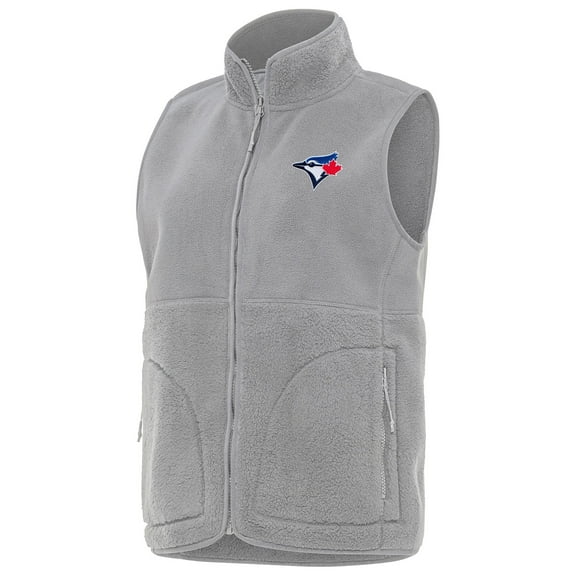 Women's Antigua Gray Toronto Blue Jays Nostalgic Full-Zip Vest