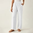 thumbnail image 4 of fatyb Womens Straight Leg Pants Elastic Waist Casual Long Pants Lightweight Plain Trousers with Pockets, 4 of 6