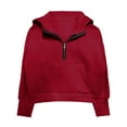 thumbnail image 4 of KAUOD Girls Cropped Hoodies Half Zipper Pullover Sweatshirts Kids Plain Cotton Soft Long Sleeve Jackets Coats with Pockets, 4 of 8