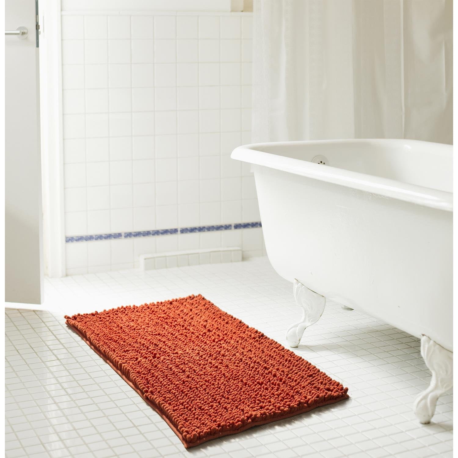 Cali 20 x 32 in. High Pile Chenille Bath Mat in Terracotta Walmart