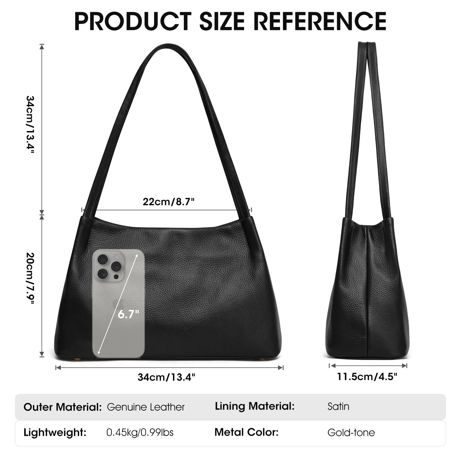 Kattee Leather Purses and Handbags for Women, Soft Genuine Leather Shoulder Hobo Bags with Top Magnetic Snap Closure