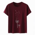 thumbnail image 4 of Paguaki T Shirts for Women Round Neck Dandelion Printed Loose Short Sleeved Tees Casual Spring Summer Tops, 4 of 4