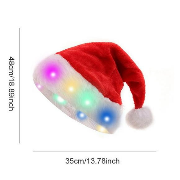 LED Light Up Santa Hat for Adults & Kids with 3 Flash Modes, Plush Christmas Hat for Xmas Holiday Party Supplies, Red Bright Sparkling New Year GiftChristmas Hat, Santa Hat Holiday Unisex Velvet Comf