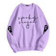 thumbnail image 5 of XIAONU Womens Sweatshirts Cute Ghost Print Trendy Hoodless Tops Peasure Long Sleeve Baggy Pullover Hoodless Sweatshirt, 5 of 5