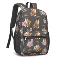 thumbnail image 2 of Boxer and Rose Black Pattern 17" Waterproof Oxford School Backpacks for Teens, S-Shape Padded Straps, for School, Travel, Hiking, Camping, 2 of 5