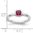 thumbnail image 2 of Sterling Silver Cushion Cut Created Ruby Ring, 2 of 5