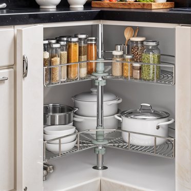 Free Shipping! Dextrus 32-Inch Kidney Shaped 2-Shelf Lazy Susan Corner ...