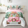 thumbnail image 2 of jejeloiu Cute Bear Bedding Comforter Set 7-Piece,Pink Xmas Truck King Bedding Sets,Happy Christmas Bed Sheets For Girls,Microfiber Bedroom Decor Reversible, 2 of 8
