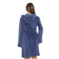 thumbnail image 2 of Just Love Women's Hooded Velour Robe – Soft Plush Lounge Robe with Animal Ears (Navy with hood, X-Small), 2 of 3