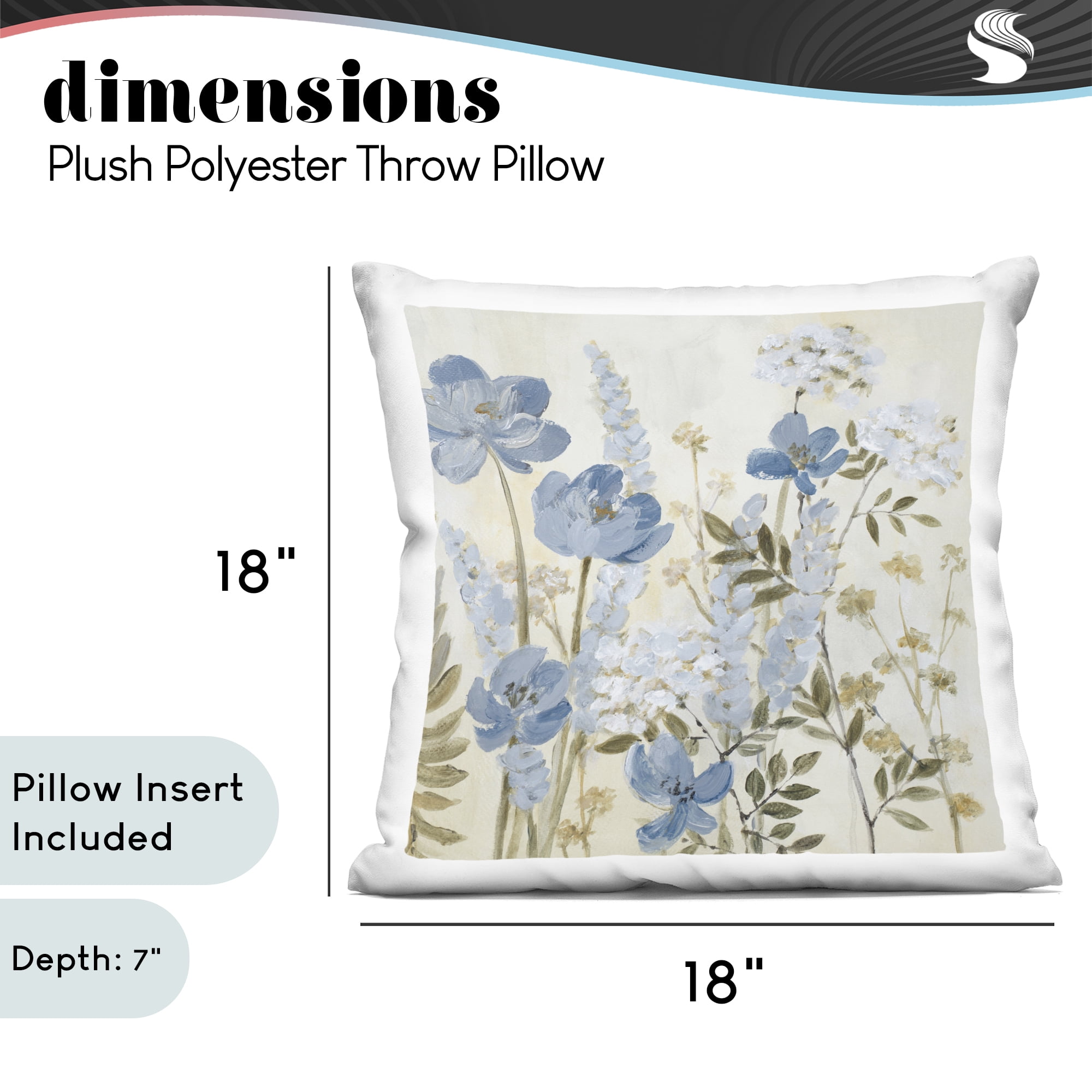 Stupell Industries Blue Wildflower Meadow Decorative Printed Throw Pillow, design by Lanie Loreth