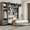 Gray + MDF+LVL4, variant on Queen Size Wall Murphy Bed with Top Cabinet,Shelves  and  Wardrobe, Space Saving Foldable Bed,Gray(old sku:N708S00022E)