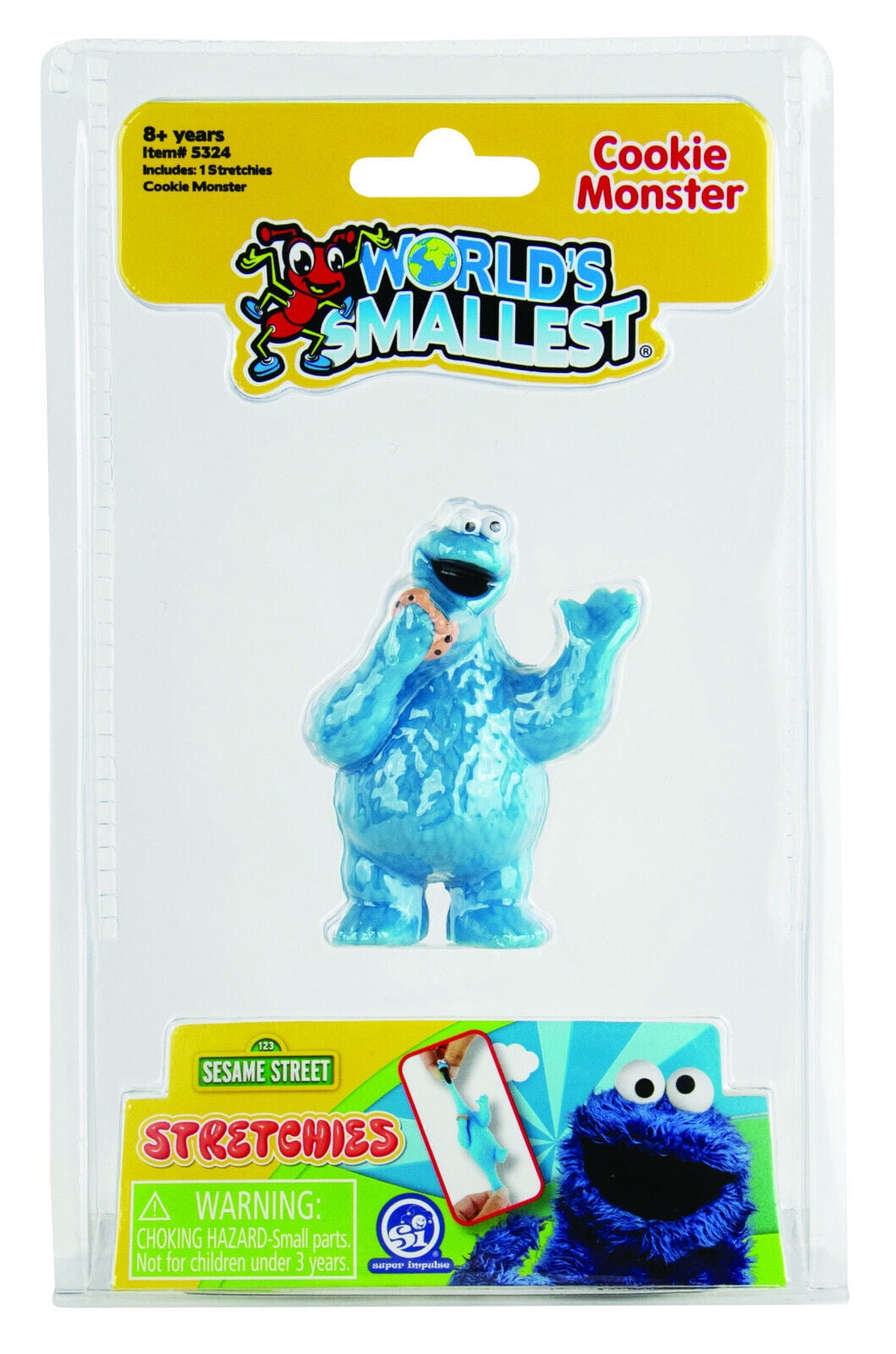 World’s Smallest Sesame Street Stretchies, Mini Stretchable Collectible Figure, Fully Functional Fidget Toy, Ages 8+(Elmo or Cookie chosen randomly)