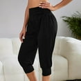 thumbnail image 6 of Penkiiy Women's Solid Color Pocket Leggings Cropped Pants Casual Women's Cropped Pants Cropped Pants Cropped Pants S Black, 6 of 9
