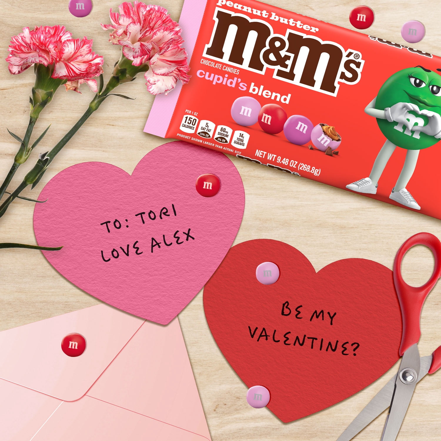 (2 pack) M&M'S Peanut Butter Milk Chocolate Cupid's Blend  Valentine's Day Candy - 9.48 oz Bag