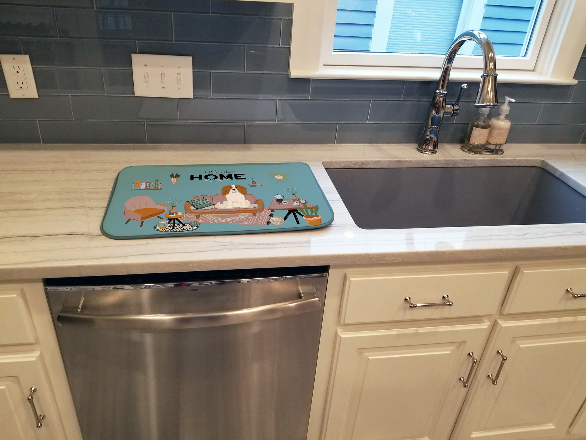 Cavalier Spaniel Sweet Home Dish Drying Mat