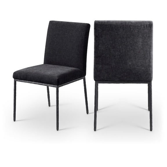 Meridian Furniture Reeves Black Chenille Fabric Dining Side Chair (Set of 2)