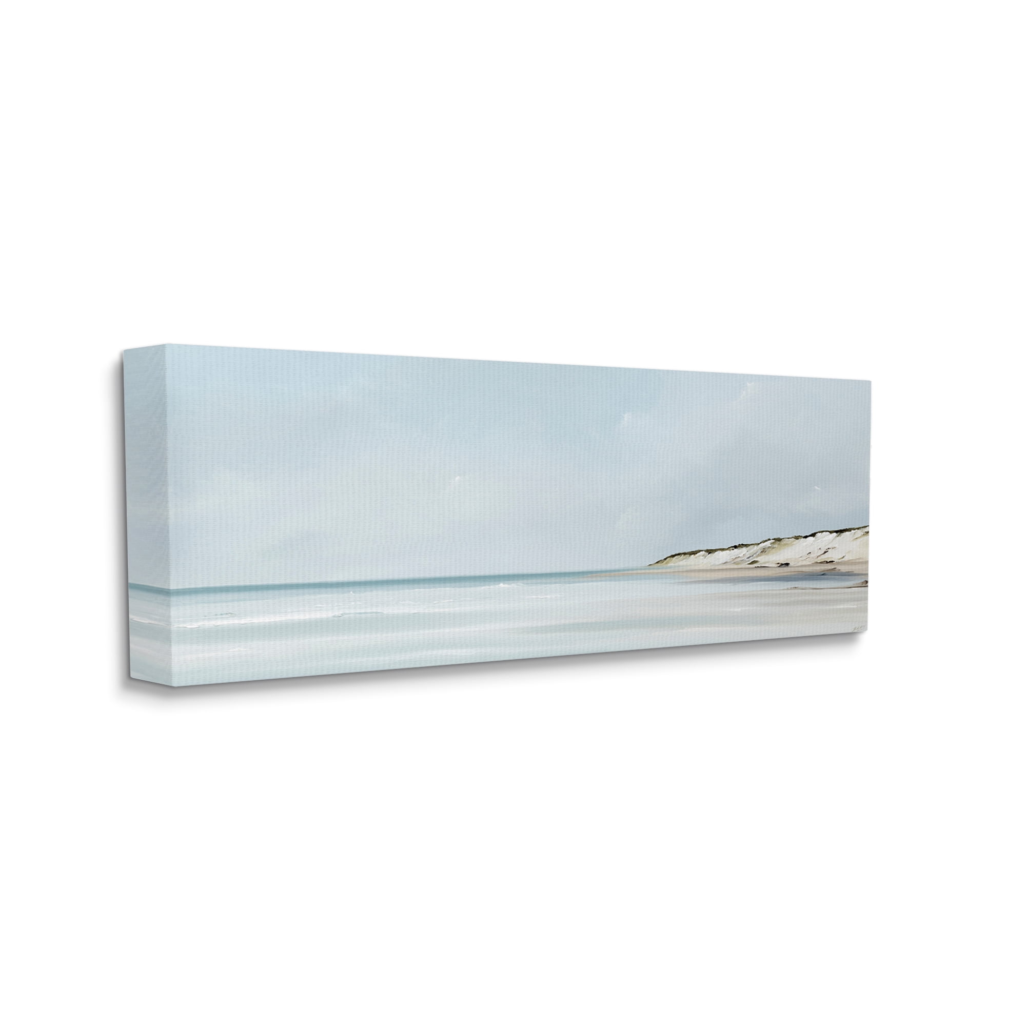 Stupell Industries Soft Blue Beach Landscape Landscape Painting Gallery Wrapped Canvas Art Print Wall Art, 24 x 10