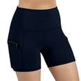 thumbnail image 6 of Mifsaly Biker Shorts Women Tummy Control High Waisted Yoga Shorts with Pockets See-Through Squat Proof Athletic Workout Trendy Outfits Navy,S, 6 of 7