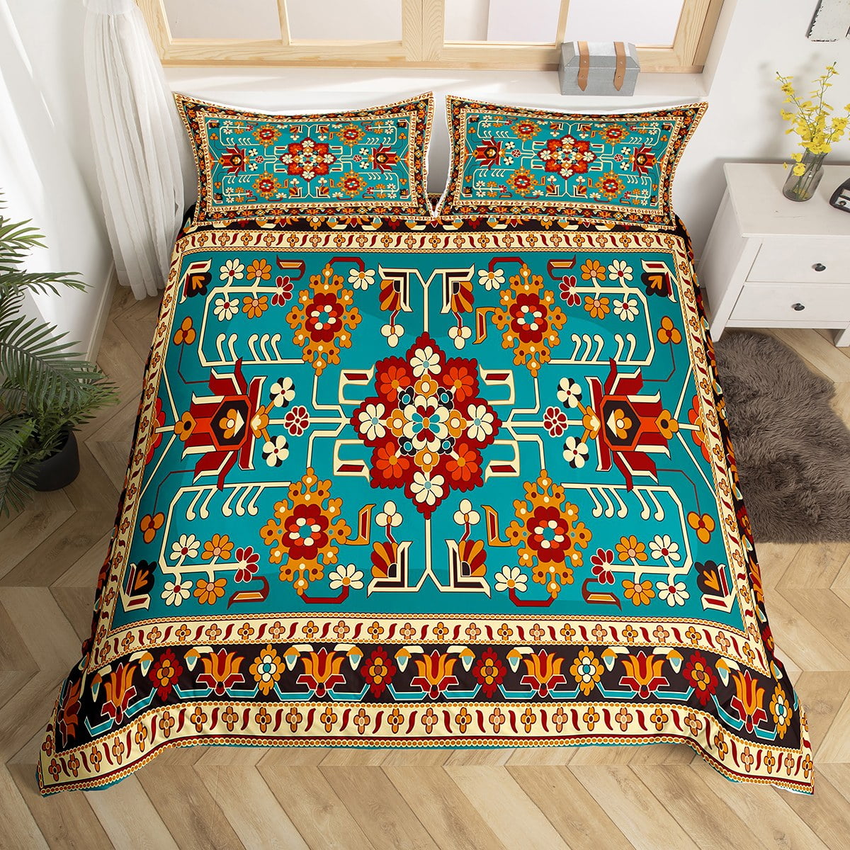 YST Persian Comforter Cover Oriental Bed Sets, Boho Aesthetic Duvet