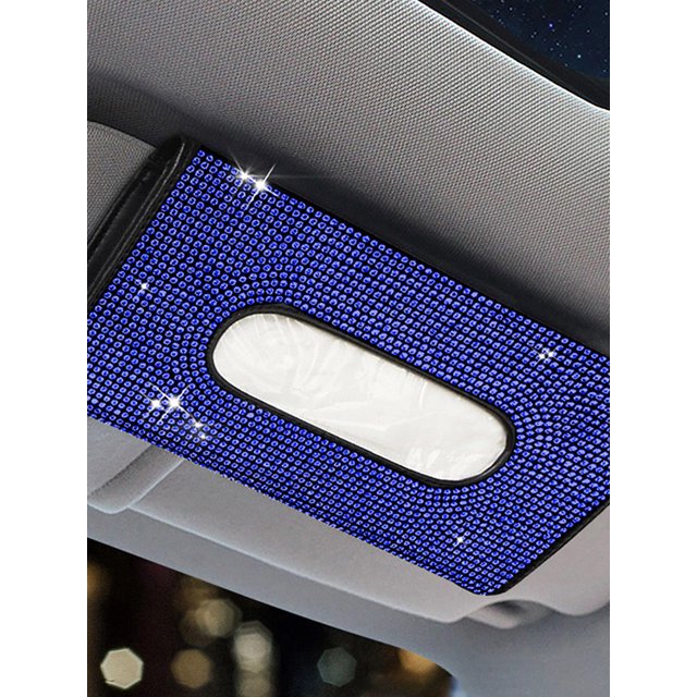 Soporte Para Pañuelos De Coche, Soporte Para Máscara De Coche De Cuero De Cristal Brillante Con Gancho Para Salpicadero Y Clip Para Gafas, Soporte Para Pañuelos De Visera Brillante Muyoka Hogar