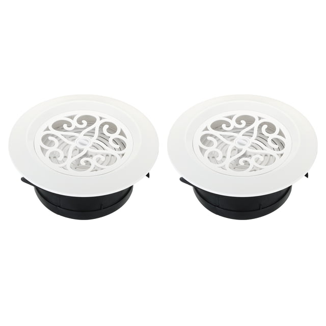Unique Bargains Évent d'Air Rond de 5 Pouces 2 Pcs Diffuseur de Plafond Réglable Housse de Gril ABS Persiennes Évent de Soffite avec Écran Blanc