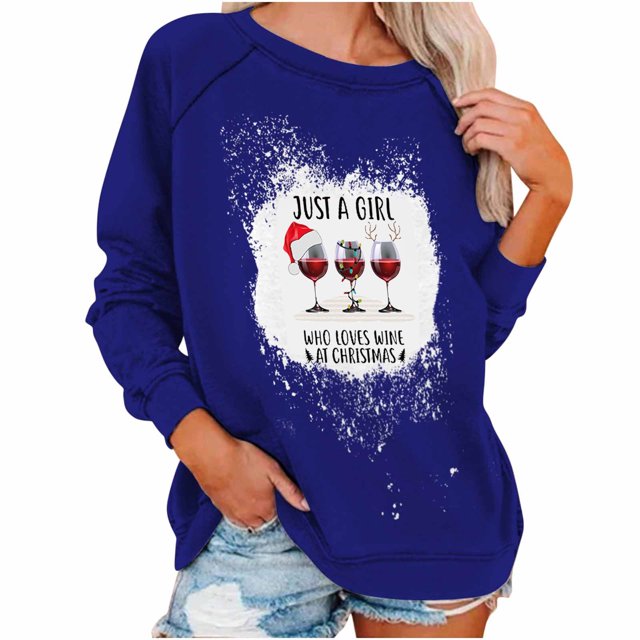 Sudadera Navideña de Cuello Redondo Para Mujer, Moda de Verano, Estampado Informal, Camiseta Holgada de Manga Larga, Top, Blusa, Jersey Odeerbi ODB197227