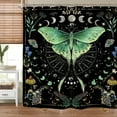 thumbnail image 6 of Moth Witchy Gothic Shower Curtain Set 71Wx71H Inches Moon Phase Teal Wildflower Plant Mysterious Night Moonlit Butterfly Botanical Tarot Polyester Bathroom Curtain with 12 Hooks, 6 of 6