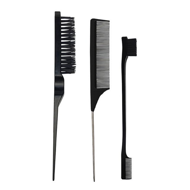 Peine de cola puntiaguda para peluquería, peine de tres filas para el cabello, peine de doble cabezal para peinar, cepillado de dientes, cepillado de cejas, cepillado de maquillaje, cepillo para