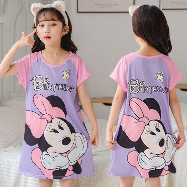Blancanieves Frozen Elsa Vestido de dormir para niños Puntada Manga corta Verano Nueva caricatura Princesa Chica Ropa de dormir Onesie Kids10 altura 105-115 cm Gao Jinjia LED
