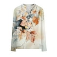 thumbnail image 4 of Qepwsc Tops for Women Long Sleeve Tops Casual Shirts Floral Print Going Out Top Tunic Shirts Quarter Button Front Top Basic Tees Graphic Blouses Tops Shirts Loose Fits Sweatshirt for Women, 4 of 5